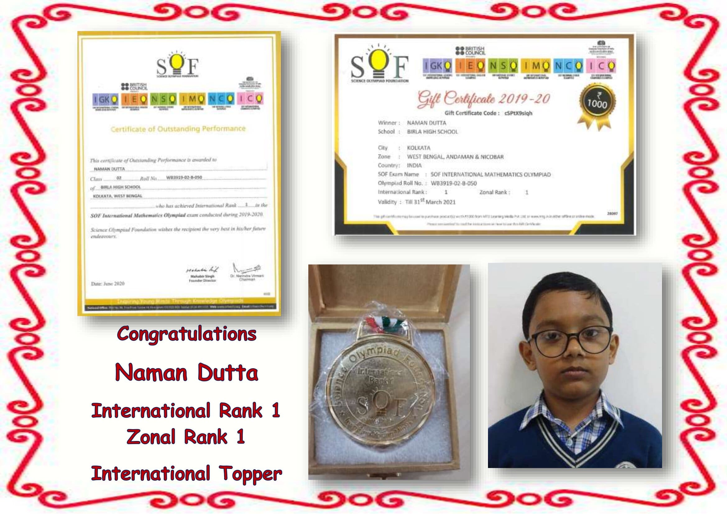 OLYMPIAD CHAMPIONS OF 2019-20